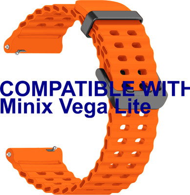 ACM Watch Strap Silicone Sports 22mm for Minix Vega Lite Smartwatch Orange M40 Smart Watch Strap(Orange)