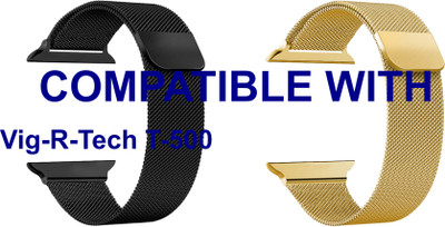 ACM WSM4M40BKGL1095N1 Pack of 2 Sliding 44mm 49mm Watch Strap Magnetic for Vig-R-Tech T-500 Smartwatch Black/Champagne Gold Smart Watch Strap(Mullti Color)