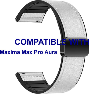 ACM WSM28P22WT5033 Watch Strap Leather Magnetic Silicone Belt 22mm for Maxima Max Pro Aura Smartwatch White Smart Watch Strap(White)