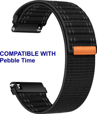 ACM WSM39A22BK1173 Watch Strap Nylon Soft 22mm for Pebble Time Smartwatch Black Smart Watch Strap(Black)