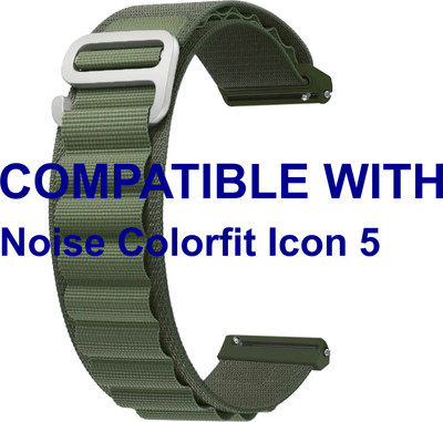 ACM WSM17E22GR3914 Watch Strap Nylon Hook Belt 22mm for Noise Colorfit Icon 5 Smartwatch Green Smart Watch Strap(Green)