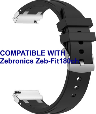 ACM WSM36X20BK2697 Watch Strap Metal Hook Silicone 20mm for Zebronics Zeb-Fit180ch Smartwatch Black Smart Watch Strap(Black)
