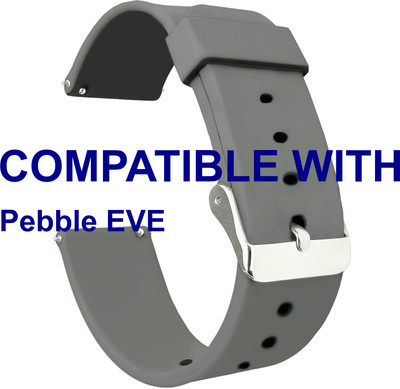 ACM WSM7A22GY3921 Watch Strap Silicone Belt 22mm for Pebble EVE Smartwatch Grey Smart Watch Strap(Grey)