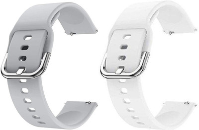 BLACK LOVIES 22 mm Soft Silicon Smartwatch Band Straps Belt Smart Watch Strap(Grey, White)