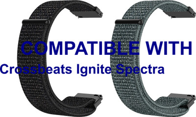 ACM WSM3V22BKGY2728 Pack of 2 Watch Strap Nylon Loop 22mm for Crossbeats Ignite Spectra Smartwatch (Black/Grey) Smart Watch Strap(Mullti Color)