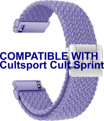 ACM Watch Strap Woven Braided Clipper for Cultsport Cult Sprint Smartwatch Lavender Smart Watch Strap(Purple)