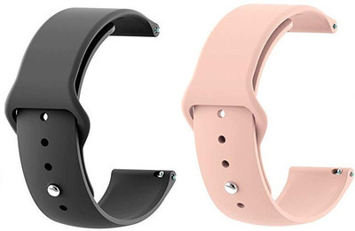 BLACK LOVIES 22 mm Soft Silicon Compatible Smart Watch Strap(Black, Pink)
