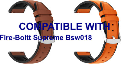 ACM WSM33U20BROR2448 Pack of 2 Watch Strap Leather Silicone 20mm for Fire-Boltt Supreme Bsw018 Smartwatch (Brown/Orange) Smart Watch Strap(Mullti Color)