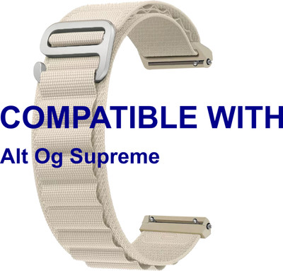 ACM WSM17E22WT5001 Watch Strap Nylon Hook Belt 22mm for Alt Og Supreme Smartwatch White Smart Watch Strap(White)