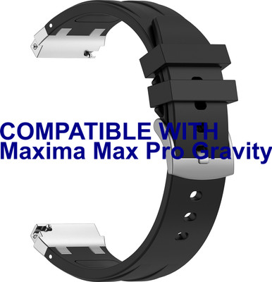 ACM Watch Strap Metal Hook Silicone for Max Pro Gravity Smartwatch Black Smart Watch Strap(Black)