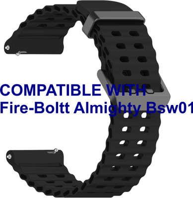 ACM WSM40B22BK2455 Watch Strap Silicone Sports 22mm for Fire-Boltt Almighty Bsw013 Smartwatch Black Smart Watch Strap(Black)