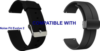 ACM WSM719B20BKBK2369 Pack of 2 Watch Strap Silicone & Magnetic Clasp 20mm for Noise Fit Evolve 2 Smartwatch (Black) Smart Watch Strap(Mullti Color)