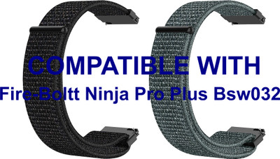 ACM WSM3V20BKGY2592 Pack of 2 Watch Strap Nylon Loop 20mm for Fire-Boltt Ninja Pro Plus Bsw032 Smartwatch (Black/Grey) Smart Watch Strap(Mullti Color)
