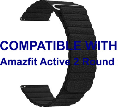 ACM WSM10L20BK3908 Leather Watch Strap Belt 20mm for Amazfit Active 2 Round 2r Smartwatch Black Smart Watch Strap(Black)
