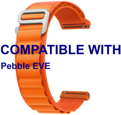 ACM WSM17E22OR3921 Watch Strap Nylon Hook Belt 22mm for Pebble EVE Smartwatch Orange Smart Watch Strap(Orange)