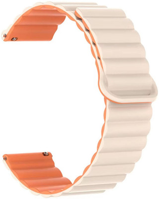 AOnes 22mm Watch Strap Magnetic Silicone Classy Color Belt for Maxima Max Pro Thunder Smart Watch Strap(White, Orange)