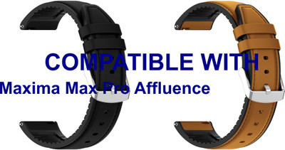 ACM WSM33U22BKGL3844 Pack of 2 Watch Strap Leather Silicone 22mm for Maxima Max Pro Affluence Smartwatch (Black/Gold) Smart Watch Strap(Mullti Color)