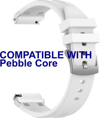 ACM WSM36X22WT3486 Watch Strap Metal Hook Silicone 22mm for Pebble Core Smartwatch Belt White Smart Watch Strap(White)