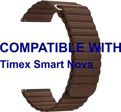 ACM WSM10L22BR3907 Leather Watch Strap Belt 22mm for |Timex Smart Nova Smartwatch Brown Smart Watch Strap(Brown)