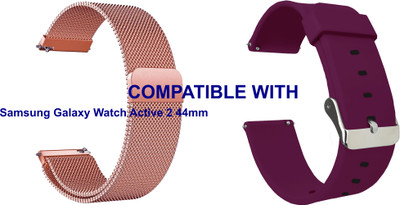 ACM WSM47A20RSGPU1194 Pack of 2 Watch Strap Metal & Silicone 20mm for Samsung Galaxy Watch Active 2 44mm Smartwatch (Rose Gold/Purple) Smart Watch Strap(Mullti Color)