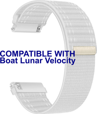ACM WSM39A22WT3459 Watch Strap Nylon Soft 22mm for Boat Lunar Velocity Smartwatch Belt White Smart Watch Strap(White)