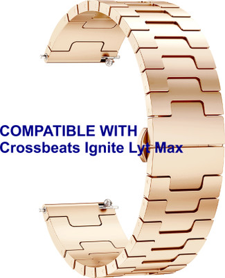 ACM WSM37Y22RSG3035 Watch Strap Metal Steel 22mm for Crossbeats Ignite Lyt Max Smartwatch Belt Rose Gold Smart Watch Strap(Gold)
