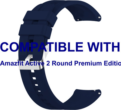 ACM WSM15C20DBL5013 Watch Strap Silicone Hook Belt 20mm for Amazfit Active 2 Round Premium Edition Smartwatch Dark Blue Smart Watch Strap(Blue)
