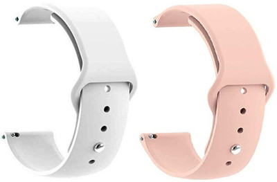 BLACK LOVIES 20 MM Soft Silicon Strap Compatible With No-ise color fit Qube Smart Watch Strap(Pink, White)