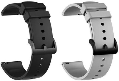 Firetook 22mm Silicone Strap for Smart Watches Compatible with Noise, Fireboltt, Boat Xtend, Pebble, Boat, Boat Flash, Noise Color fit,Ultra Smart Watch Smart Watch Strap(Grey, Black)