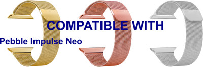 ACM WSM4M40GLRSGSL1218N1 Pack of 3 Sliding 44mm 49mm Watch Strap Magnetic for Pebble Impulse Neo Smartwatch Champagne Gold/Rose Gold Pink/Silver Smart Watch Strap(Mullti Color)
