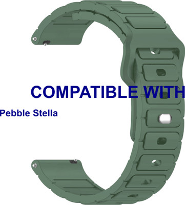 ACM WSM32T22GR3900 Watch Strap Silicone Belt Button 22mm for Pebble Stella Smartwatch Green Smart Watch Strap(Green)