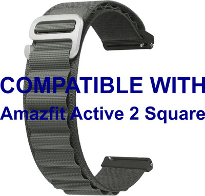 ACM WSM17E20GY3909 Watch Strap Nylon Hook Belt 20mm for Amazfit Active 2 Square Smartwatch Grey Smart Watch Strap(Grey)