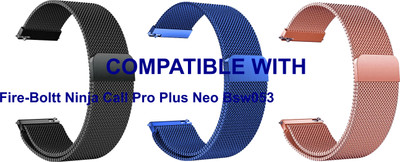 ACM WSM4M20BKBLRSG3858 Pack of 3 Watch Strap Magnetic 20mm for |Fire-Boltt Ninja Call Pro Plus Neo Bsw053 Smartwatch (Black/Blue/Rose Gold) Smart Watch Strap(Mullti Color)