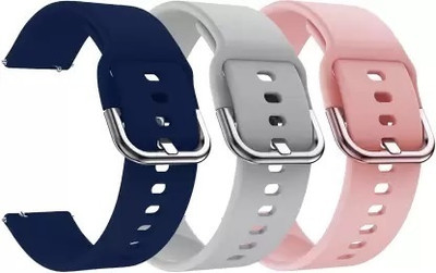 Cheetah Pack of 3 Silicon Belt 22mm Strap with Metal Buckle for Realme Dizo (Multicolor) Smart Watch Strap(Blue, Grey, Pink)