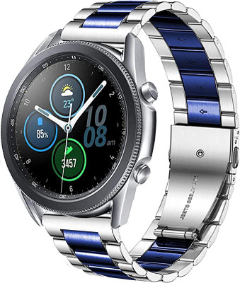 Maruti Enterprise 22 mm Stainless Steel Heavy Metal Chain Strap with Dual Lock Clasp Smart Watch Strap(Silver, Blue)