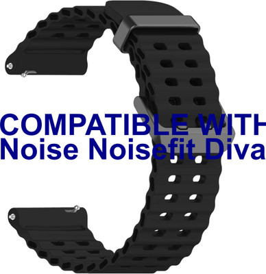 ACM Watch Strap Silicone Sports for Noise Noisefit Diva 2 Smartwatch Black Smart Watch Strap(Black)