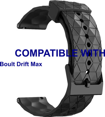 ACM WSM29Q22BK3837 Watch Strap Silicone Designer Belt 22mm for Boult Drift Max Smartwatch Black Smart Watch Strap(Black)
