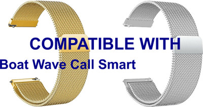 ACM WSM4M22GLSL3890 Pack of 2 Watch Strap Magnetic Belt 22mm for Boat Wave Call Smart Smartwatch (Gold/Silver) Smart Watch Strap(Mullti Color)