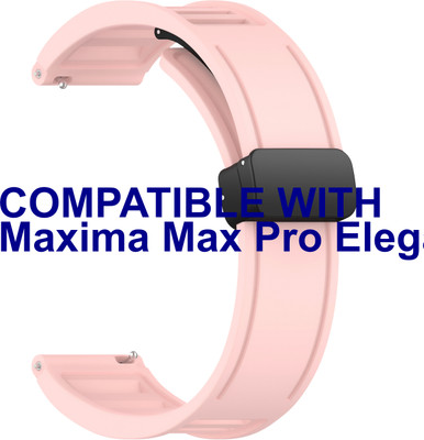 ACM Watch Strap Magnetic Clasp for Maxima Max Pro Elegance Smartwatch Creame Pink Smart Watch Strap(Pink)