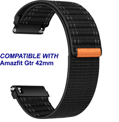 ACM WSM39A20BK1010 Watch Strap Nylon Soft 20mm for Amazfit Gtr 42mm Smartwatch Black Smart Watch Strap(Black)