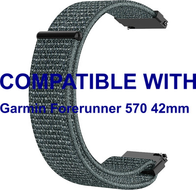 ACM WSM3V20GY3925 Watch Strap Nylon Loop Belt 20mm for Garmin Forerunner 570 42mm Smartwatch Grey Smart Watch Strap(Grey)