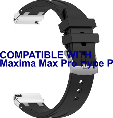 ACM WSM36X22BK3467 Watch Strap Metal Hook Silicone for Maxima Max Pro Hype Plus Smartwatch Belt Black Smart Watch Strap(Black)