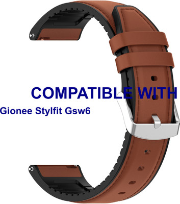 ACM Watch Strap Leather Silicone for |Gionee Stylfit Gsw6 Smartwatch Brown Smart Watch Strap(Brown)