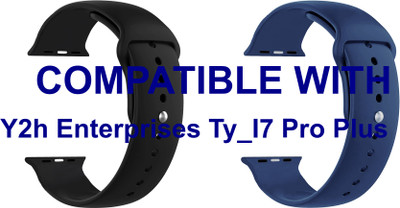 ACM WSM2P40BKDBL1173N1 Pack of 2 Sliding 44mm 49mm Watch Strap Silicone Belt for |Y2h Enterprises Ty_I7 Pro Plus Smartwatch Black/Dark Blue Smart Watch Strap(Mullti Color)