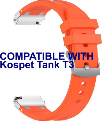 ACM Watch Strap Metal Hook Silicone for Kospet Tank T3 Smartwatch Orange Smart Watch Strap(Orange)
