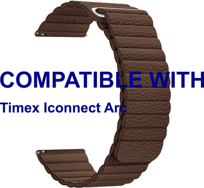 ACM WSM10L22BR3937 Leather Watch Strap Belt 22mm for |Timex Iconnect Arc Smartwatch Brown Smart Watch Strap(Brown)