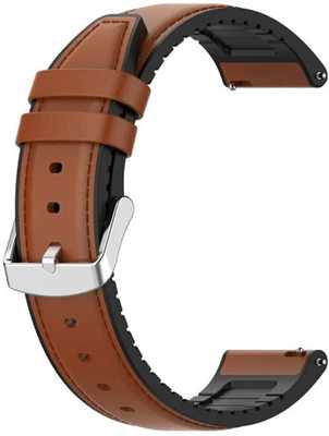 AOnes 22mm Watch Strap Leather Silicone Belt for Noise Colorfit Pro 4 Max Smart Watch Strap(Brown)