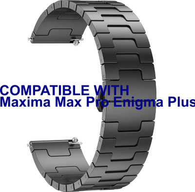 ACM WSM37Y22BK3501 Watch Strap Metal Steel 22mm for Maxima Max Pro Enigma Plus Smartwatch Belt Black Smart Watch Strap(Black)