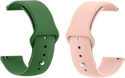 PUNAK 20MM Silicon Smartwatch Band Strap Pack of 2 Smart Watch Strap(Pink, Green)