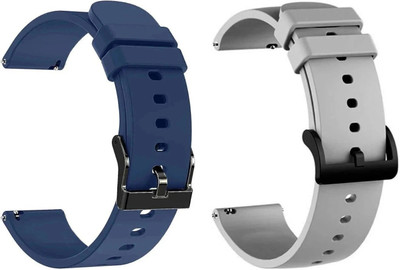 pantan 20mm Blue & Grey Soft Silicone Watch Strap/Band with Metal Buckle – All 20mm Smartwatches & Analogue Watches (Pack of 2) Smart Watch Strap(Mullti Color)